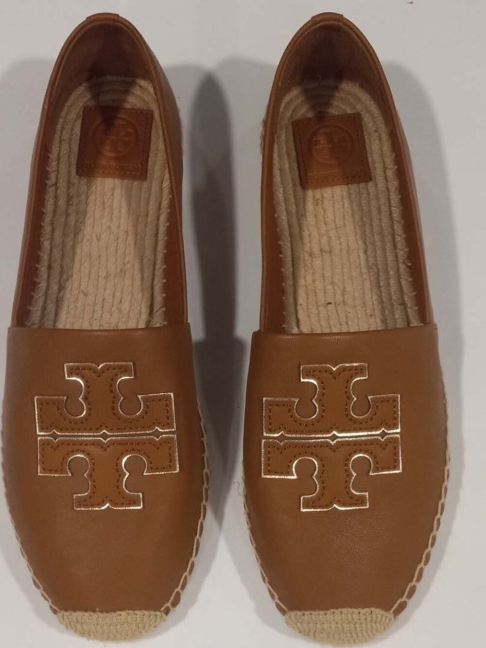 Tory Burch Women’s Ines Slip-On Espadrille Flats – Tan/Gold (Size 13)